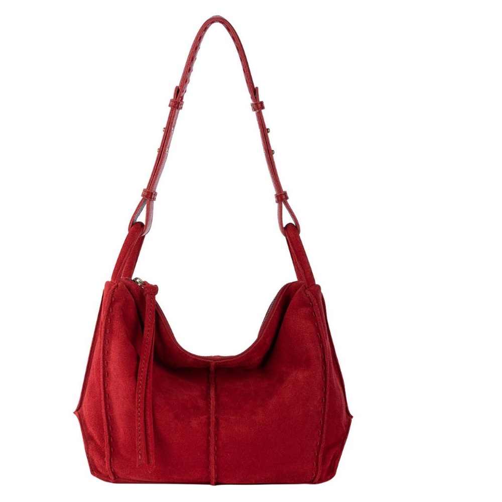 The Sak Los Feliz Scarlet Red Suede Hobo Bag Handbag Purse